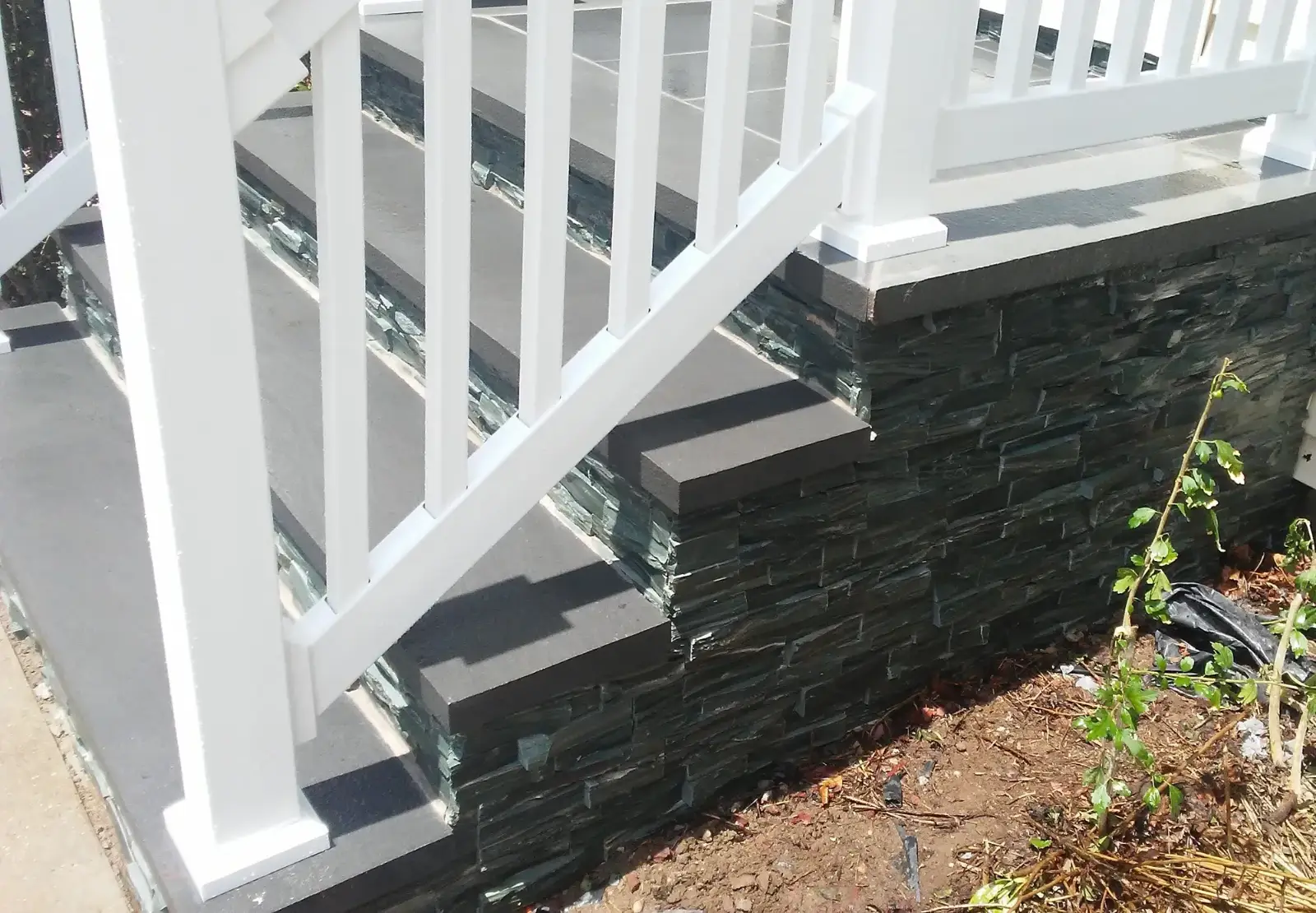 Bluestone treads with stacked-slate risers by Promaster Maintenance Corp, Long Island, NY