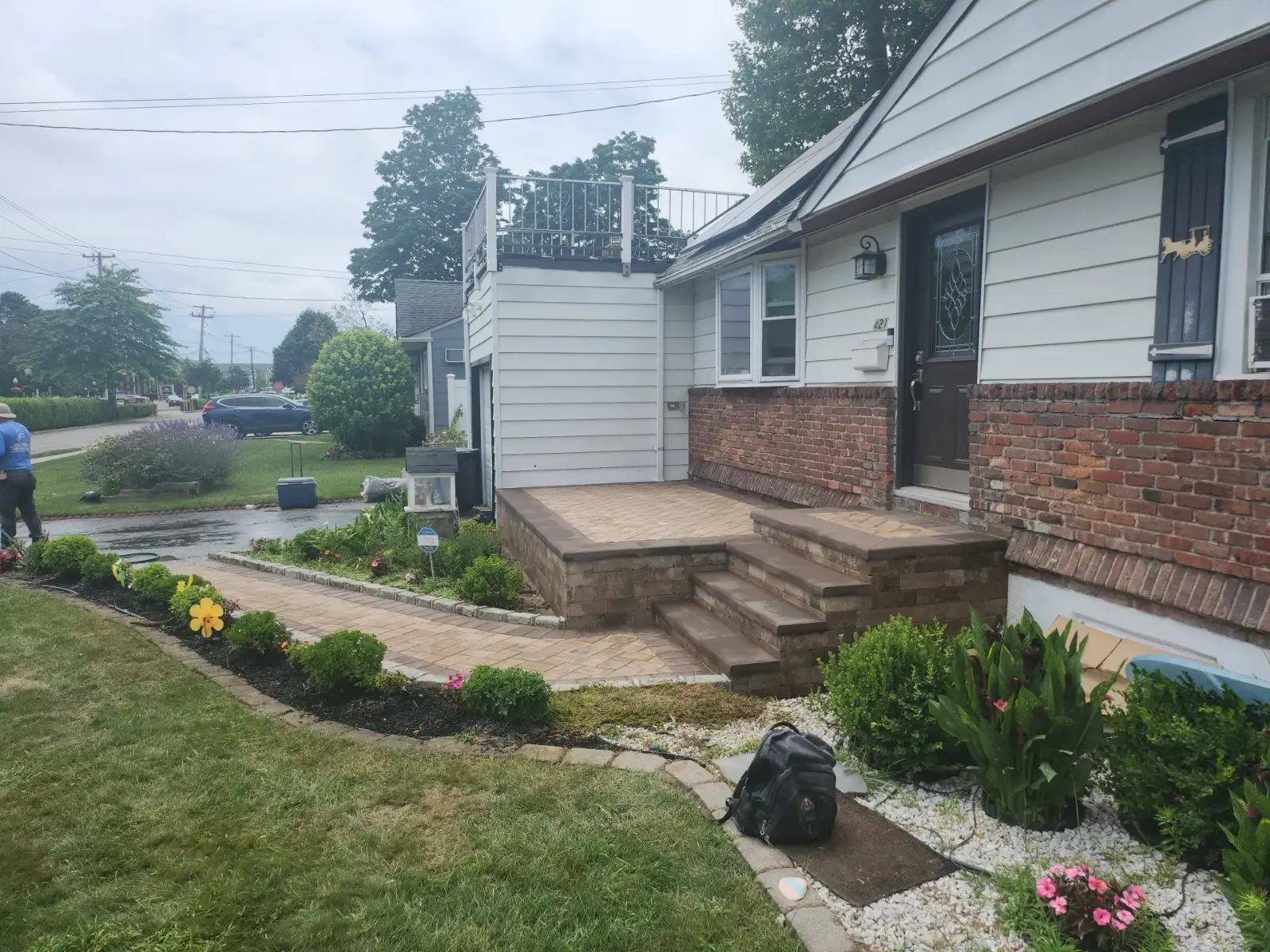 Raised paver porch steps by Promaster Maintenance Corp, Long Island, NY